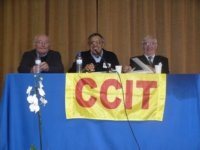 da sinistra P. C. Dumas, Mons. P. Gabella, A. H�dhzy